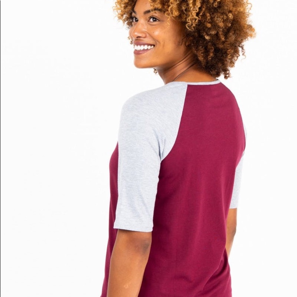 Raglan Top Wine with Heather Gray